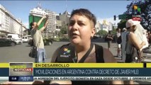 Argentinos se movilizan contra las medidas del presidente Milei