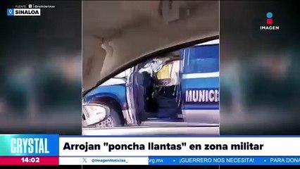 Arrojan "ponchallantas" en zona militar en Culiacán