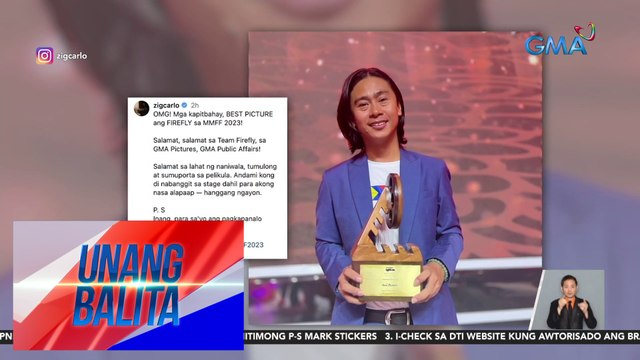 Ilang bumubuo ng MMFF entry na Firefly , nagpaabot ng pasasalamat matapos makakuha ng maraming awards sa MMFF | UB