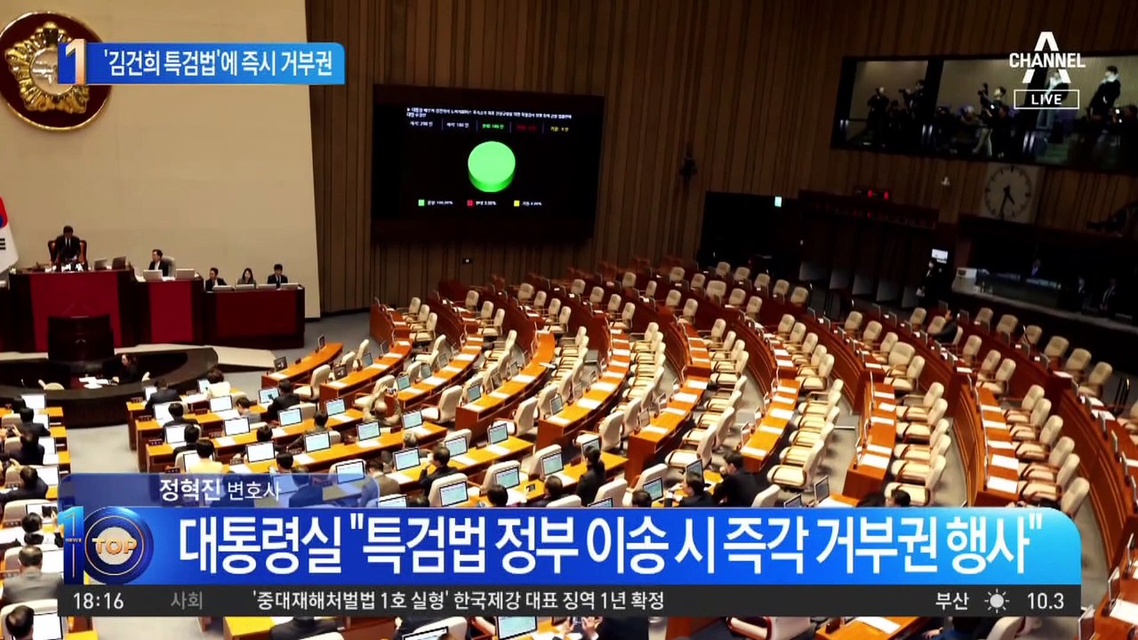 ‘김건희 특검법’ 국회 본회의 통과…尹, 즉시 거부권 행사 예고