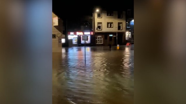 Storm Gerrit: Floodwater rushes down road as heavy rain submerges parts of Scottish town