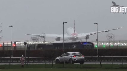 Watch moment Storm Gerrit causes plane's bumpy landing