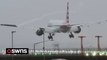 American Airlines flight struggles to land at Heathrow Airport during Storm Gerrit