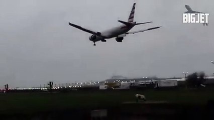 avião, aterragem, vento, Londres