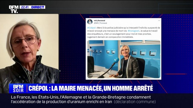 Je sais que la comparution immédiate aura lieu demain : Marie-Hélène Thoraval, maire de Romans-sur-Isère annonce qu'un homme qui l'avait menacé de mort a été arrêté