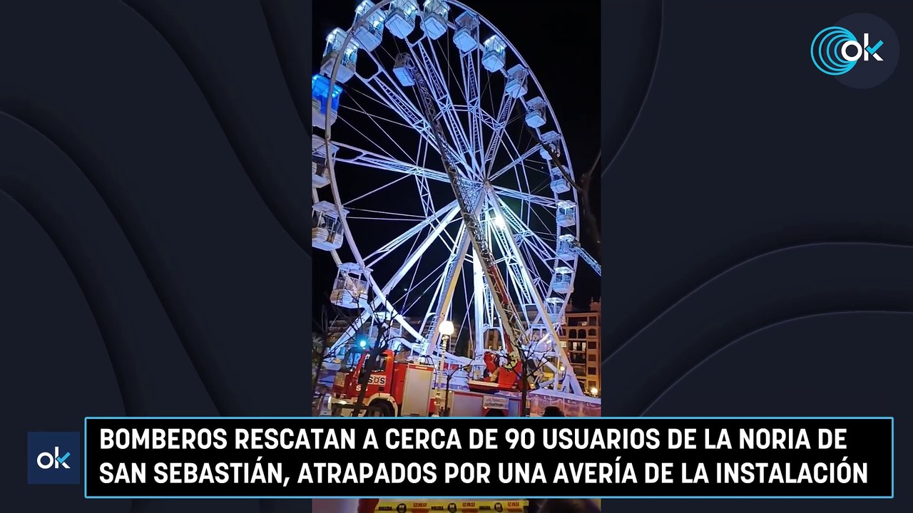 Bomberos rescatan a cerca de 90 usuarios de la noria de San Sebastián, atrapados por una avería de la instalación