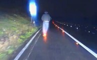 Police have released a video of an e-scooter rider, drunk on a motorway