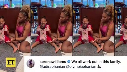 Watch Serena Williams and Daughter Olympia Help Baby Adira 'WORK OUT'