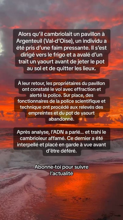 Alors qu’il cambriolait un pavillon à Argenteuil (Val-d’Oise), un individu a été pris d’une faim pressante.