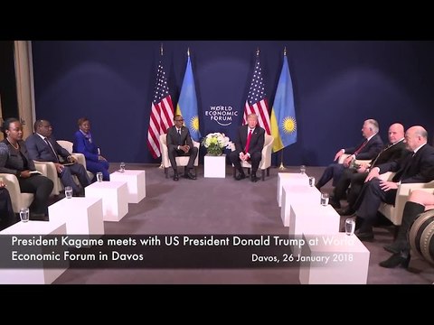 President Kagame meets with US President Donald Trump at the Sidelines of #WEF18 in Davos