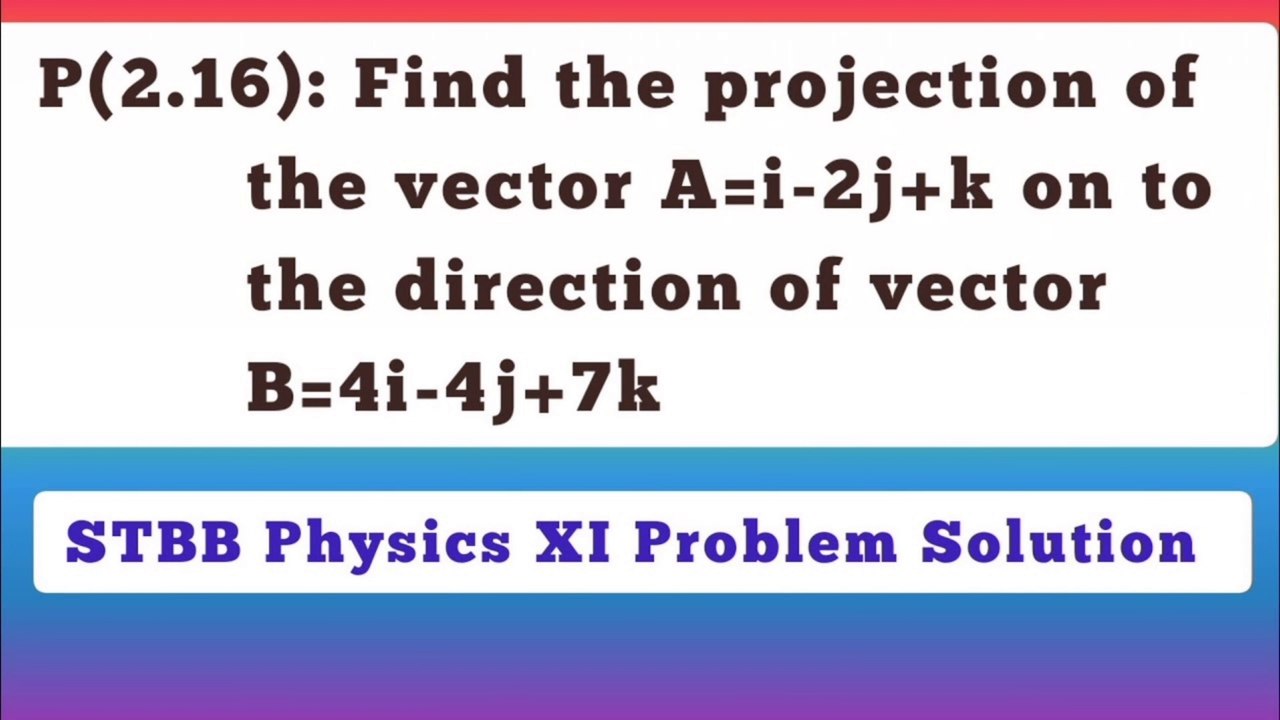Find the projection of the vector A=i-2j+K on to the direction of ...