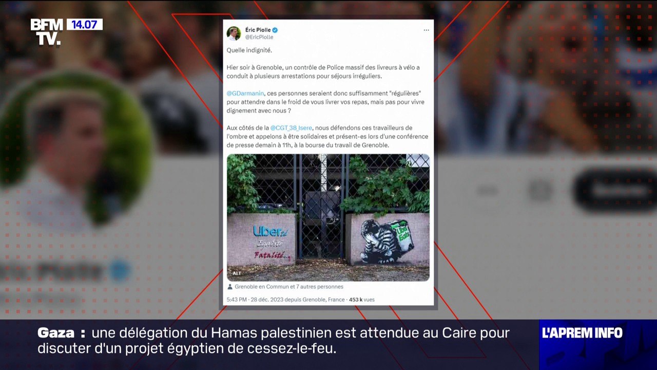 Grenoble: colère d'Éric Piolle après l'arrestation de livreurs de repas en sans papiers, Gérald Darmanin lui répond