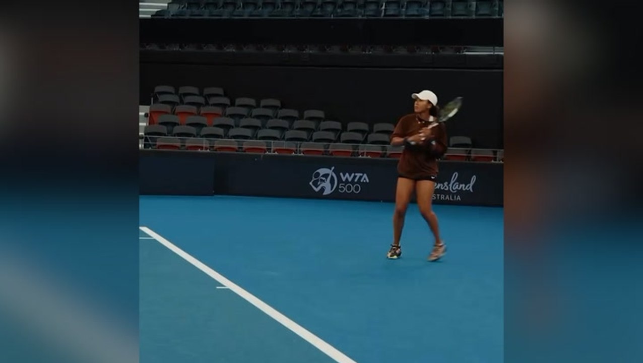 Naomi Osaka practices on court as she prepares to make tennis comeback in Australia