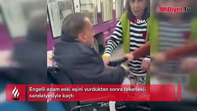 Engelli adam eski eşini vurduktan sonra tekerlekli sandalyesiyle kaçtı!