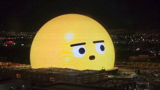 Las Vegas sphere emoji seen from High Roller ferris wheel