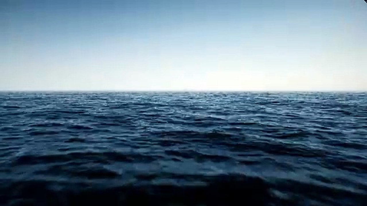 "An immersive visual journey portraying the serene and dynamic essence of the ocean's surface, accompanied by evocative music."