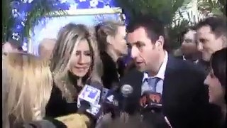 Adam Sandler and Jennifer Aniston are shocked by the size of an Australian reporter