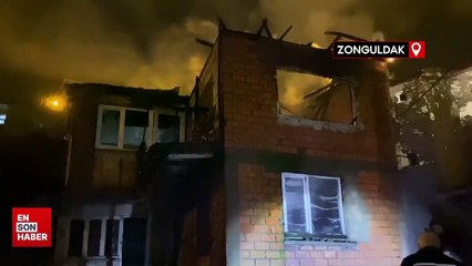 Zonguldak’ta bir ev çıkan yangında kullanılamaz hale geldi