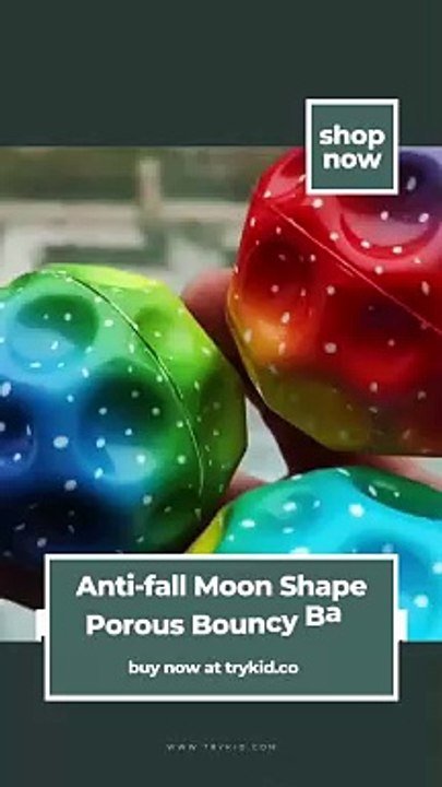 Colorful Hole Ball Soft Bouncy Ball Anti-fall Moon Shape Porous Bouncy Ball Kids Indoor Toys Ergonomic Design Elastic Ball