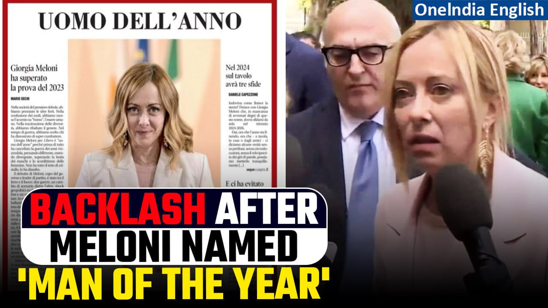⁣Giorgia Meloni 'Man of the Year' Uproar! Women's Rights Activists React | Oneindia Ne