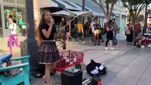 1-year-old baby JOINS _Dance Monkey_ _ STREET PERFORMANCE - Karolina Protsenko & Daniele Vitale SAX