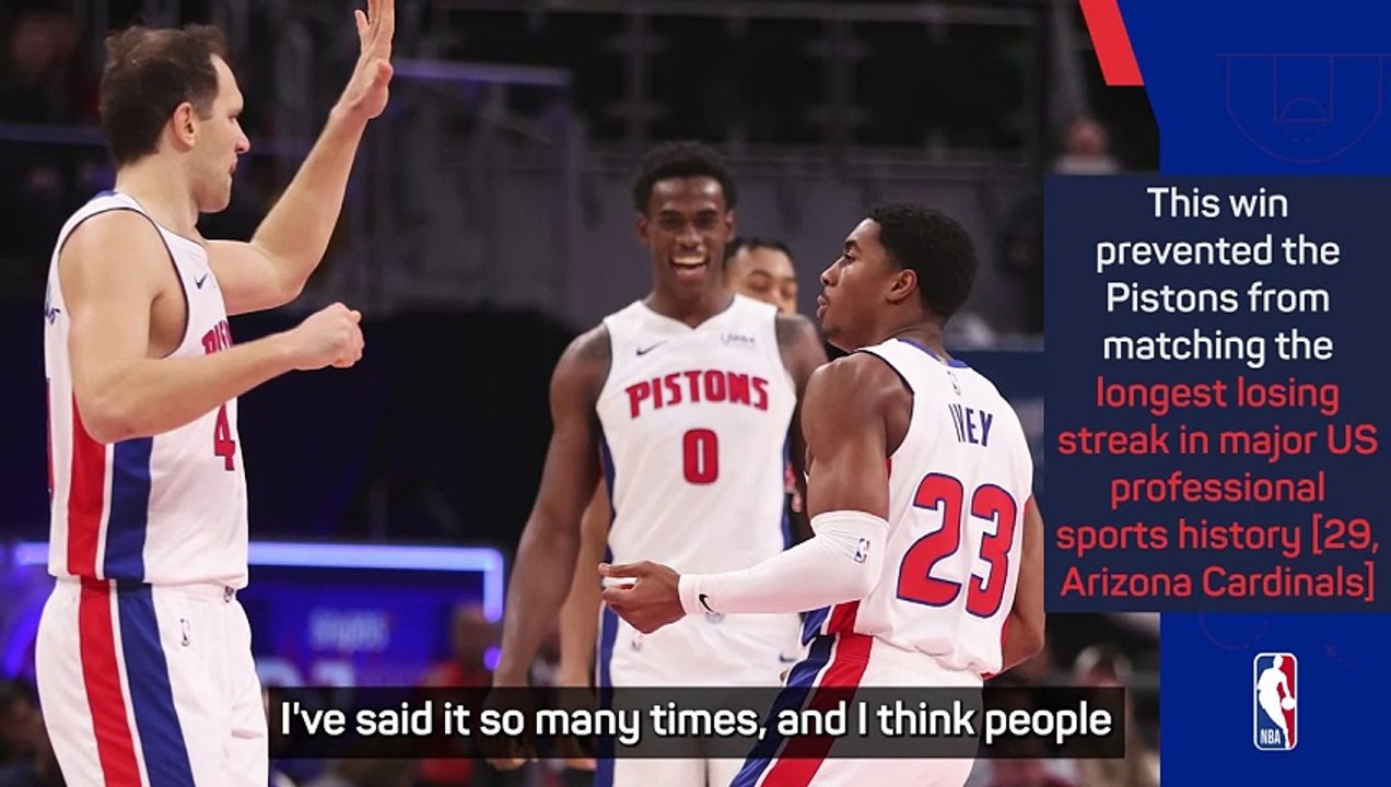 Williams 'almost in tears' after the Pistons end 28-game losing streak