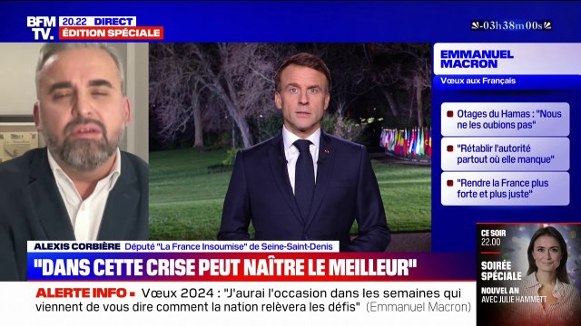 Vœux d'Emmanuel Macron: L'année 2023 sous sa conduite a été une année de désarmement républicain indique Alexis Corbière, député LFI