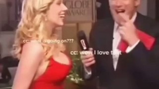 Funny reporter touched Scarlett b