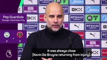 It's incredible De Bruyne is back - Guardiola