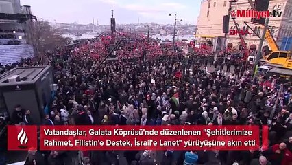 Binlerce kişi şehitler ve Filistin'e destek yürüyüşünde buluştu