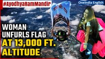 Prayagraj woman unfurls flag depicting Ram Mandir at altitude of 13,000 feet | Oneindia News