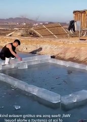 Amazing job building an entire house with ice bricks الإبداع ❤