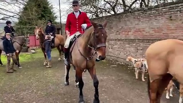 Monmouthshire Hunt at Monmouth Castle at their New Year's Day meet
