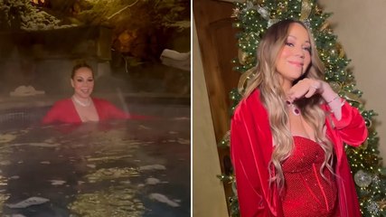Mariah Carey celebrates New Year wearing sparkling red gown in hot tub
