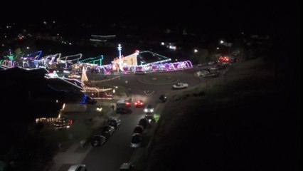 Sydney street adorned with vibrant holiday lights *Striking Drone Footage!*