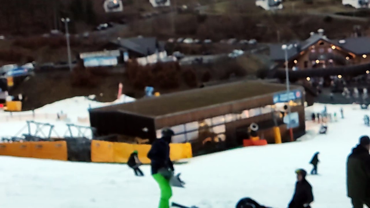 Skiing on a snow bump