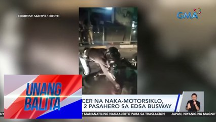 MMDA enforcer na naka-motorsiklo, nakasagi ng 2 pasahero sa EDSA busway | UB