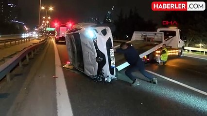 Ümraniye'de kaza: Otomobil takla attı, 1 kişi yaralandı