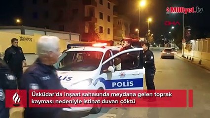 Üsküdar'da istinat duvarı çöktü! Bina boşaltıldı...