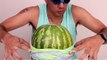 Exploding a watermelon with rubber bands! .