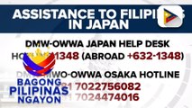 Hotline para sa mga OFW na apektado ng lindol sa Japan, inilunsad ng DMW