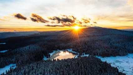 Bolu’da kış manzarası havadan görüntülendi