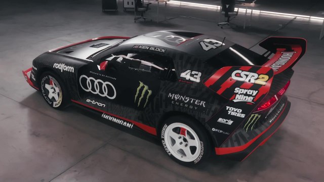 Behind the scenes of the Audi S1 e-tron quattro Hoonitron during the filming of Electrikhana 2