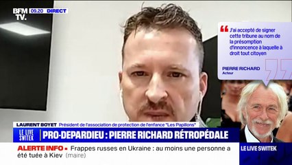 Tribune en soutien à Gérard Depardieu: "La plupart des rétropédalages ne sont pas sur ce qu'a pu dire Gérard Depardieu [...] mais sur l'auteur de la tribune", souligne Laurent Boyet (président de l'association "Les Papillons")