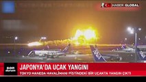 Japonya'da patlama faciası: Pistteki bir uçak alev alev yandı