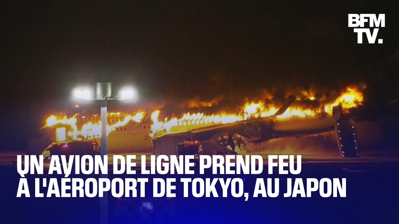 Un avion de ligne prend feu à l’aéroport de Tokyo au Japon