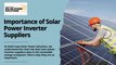 Importance of Solar Power Inverter Suppliers
