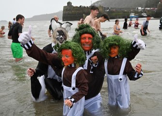 All the action from a record-breaking Saundersfoot New Year's Day Swim 2024