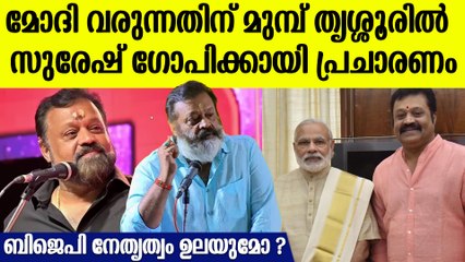 പാർട്ടി പ്രഖ്യാപിക്കും മുമ്പ് സുരേഷ് ഗോപിക്കായി ചുവരെഴുത്ത് ; തൃശൂർ  എടുക്കുമോ ?