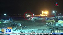 Avión de Japan Airlines se incendia en el aeropuerto Haneda en Tokio